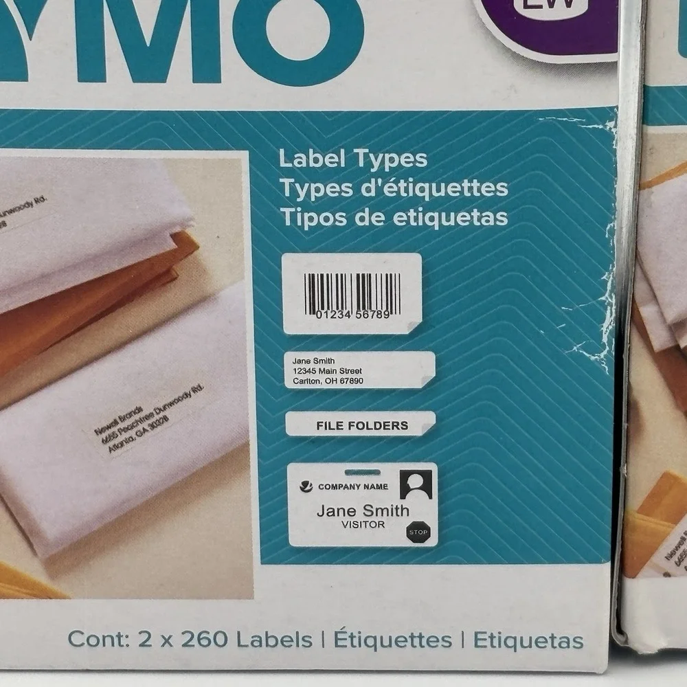 DYMO‎ LabelWriter 30320 White Address Labels 1 1/8 x 3 1/2, 260 labels Lot Of 2